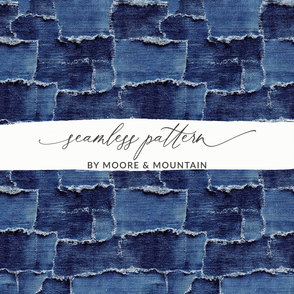 Frayed Denim Patchwork Seamless Denim Digital - Moore and Mountain
