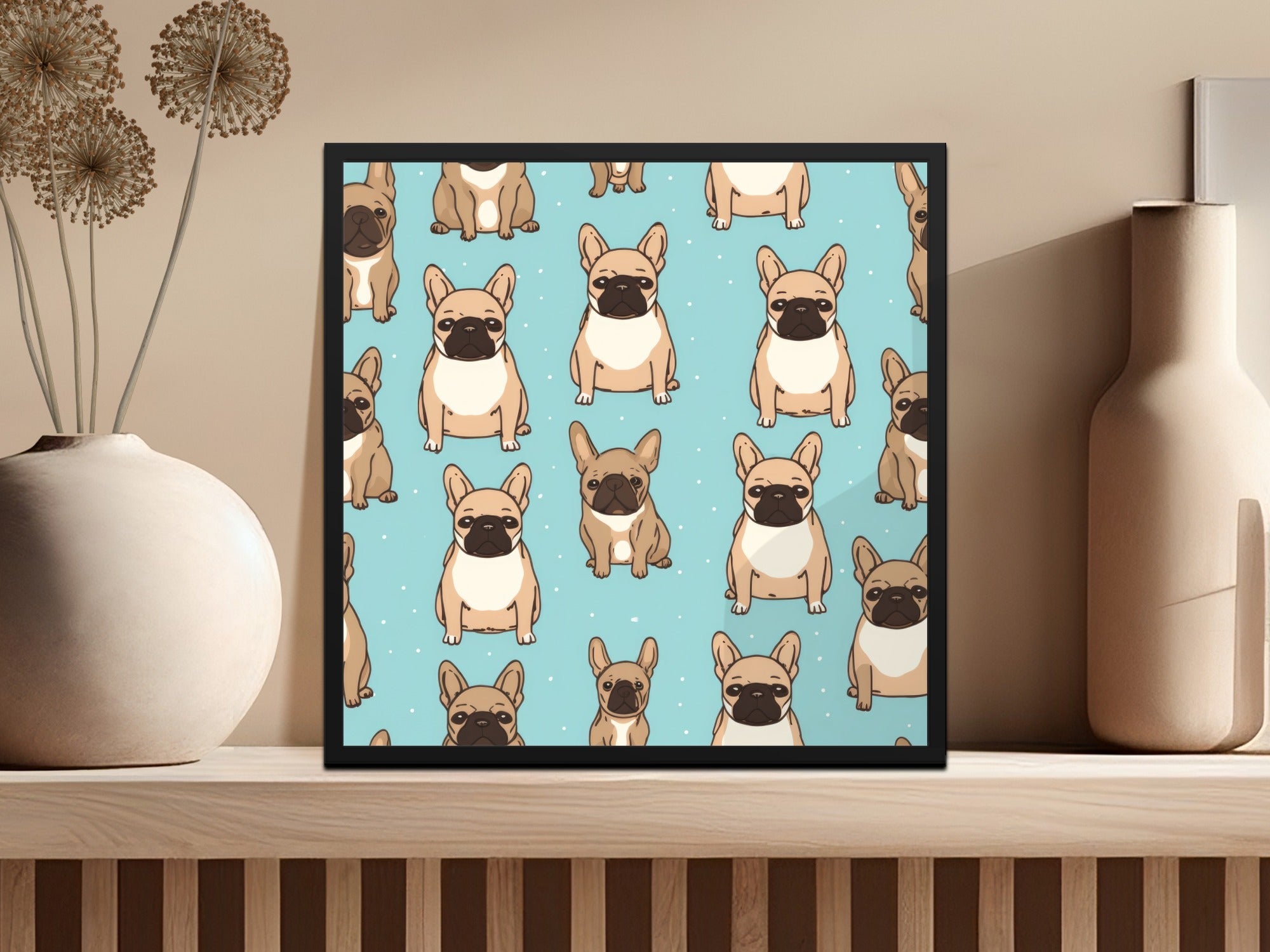 French Bulldog Pattern, Cute Dog Digital Paper, Seamless Puppy Print, Pet Lover Gift, Background Digital Download, Scaled Patterns - Moore and Mountain