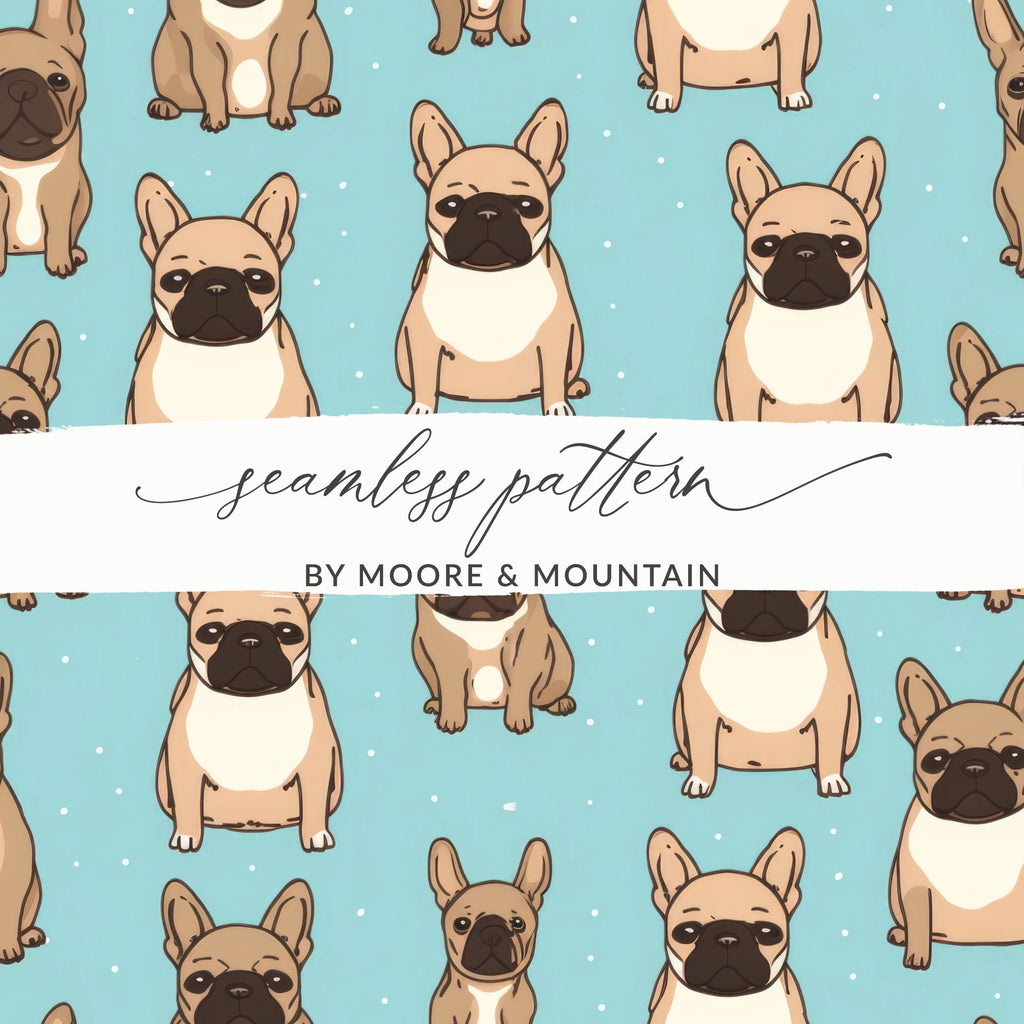 French Bulldog Pattern, Cute Dog Digital Paper, Seamless Puppy Print, Pet Lover Gift, Background Digital Download, Scaled Patterns - Moore and Mountain