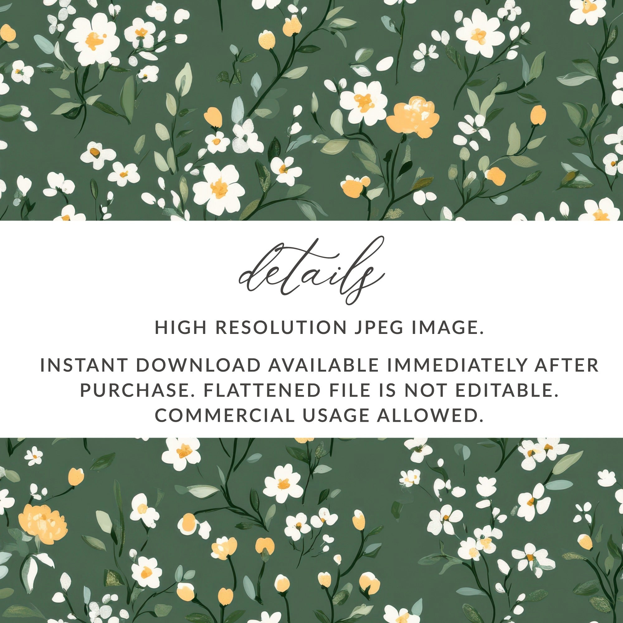 Floral Pattern High Resolution JPEG Image Instant Download