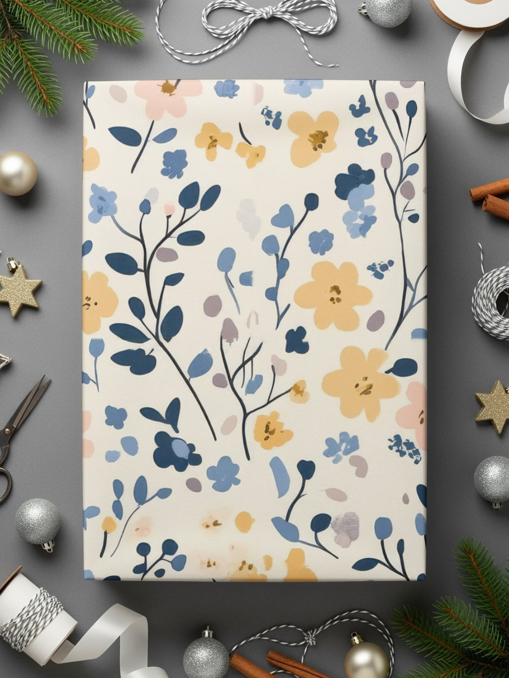 Floral Wrapping Paper with Pastel Colors Design