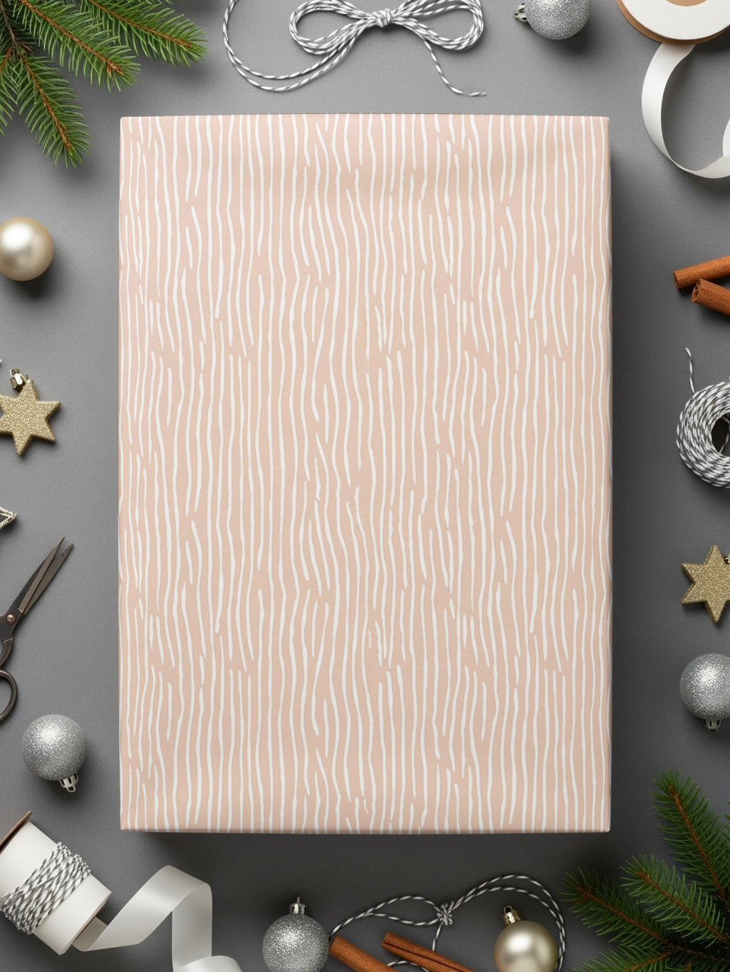 Elegant Peach and White Striped Gift Wrapping Paper