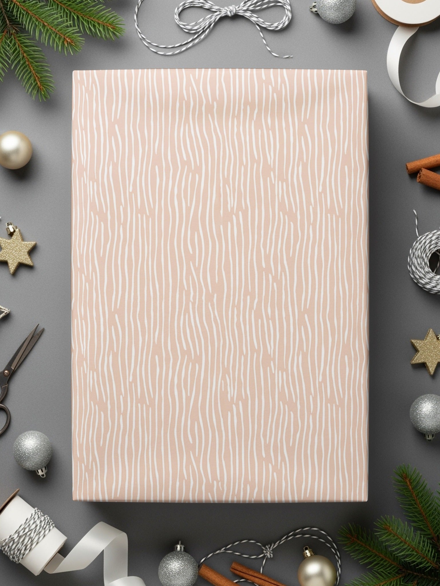Elegant Peach and White Striped Gift Wrapping Paper