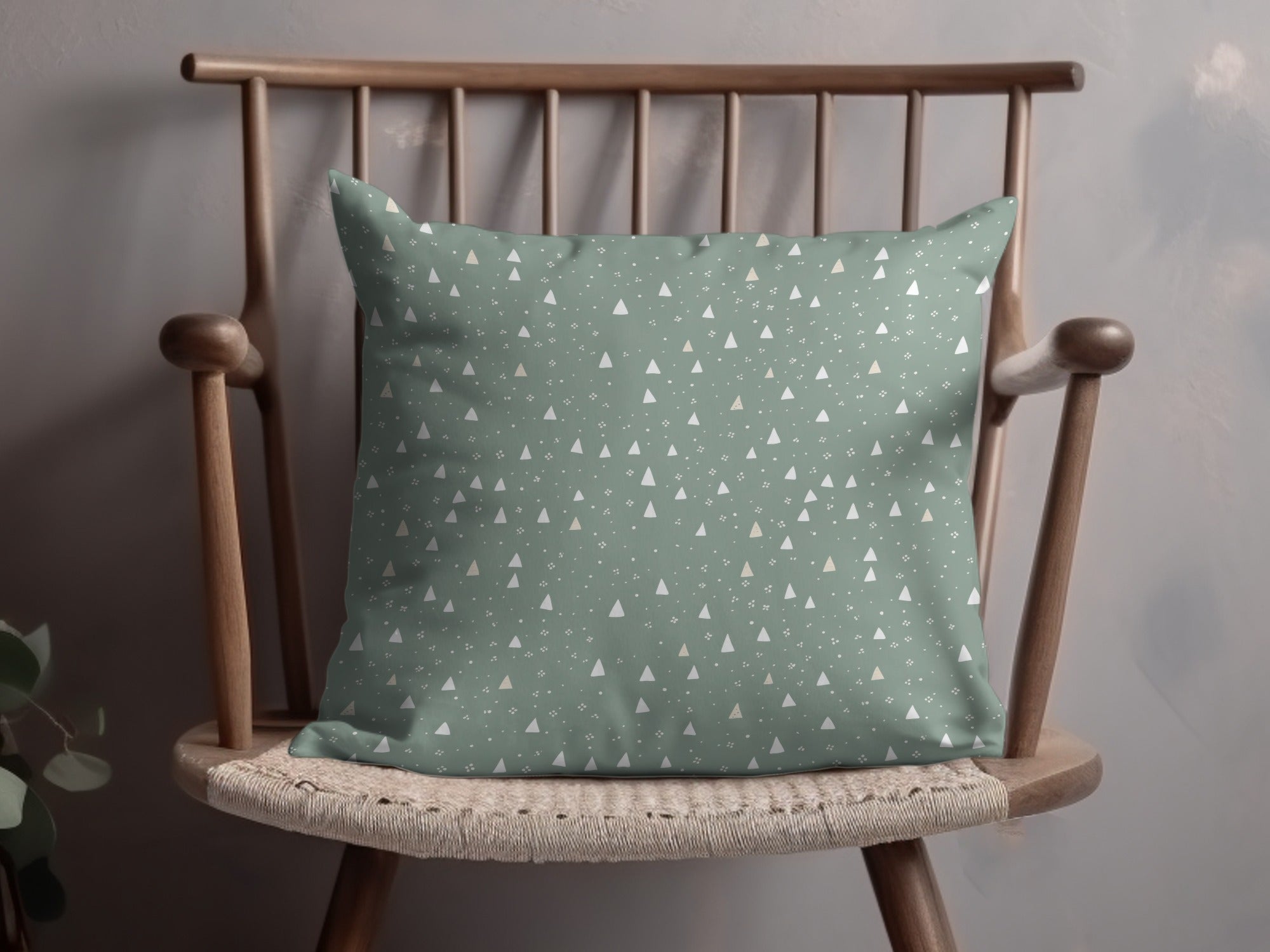 Sage Green Triangle Pattern Throw Pillow for Home Decor