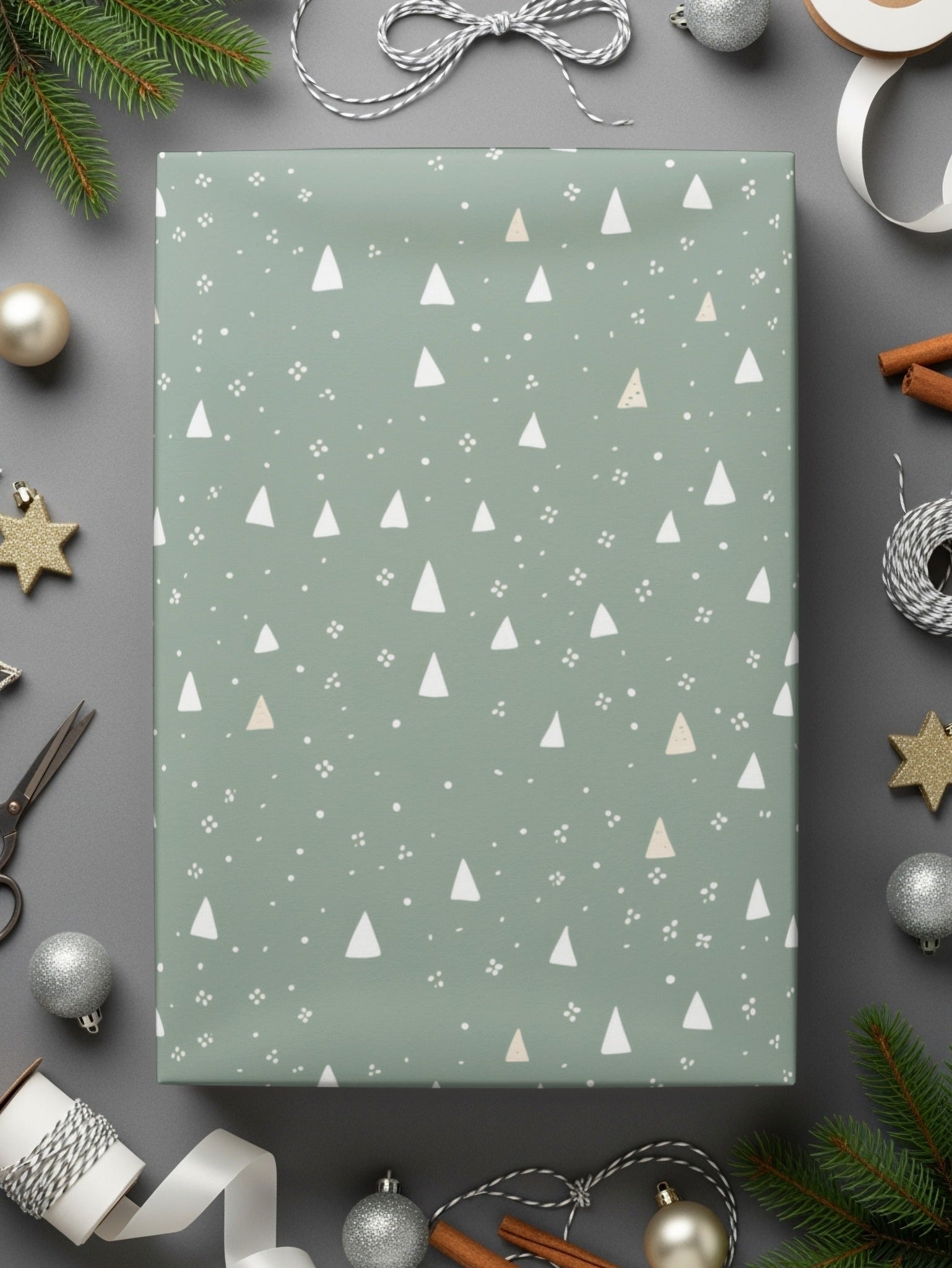 Festive Tree Patterned Gift Wrap Holiday Paper