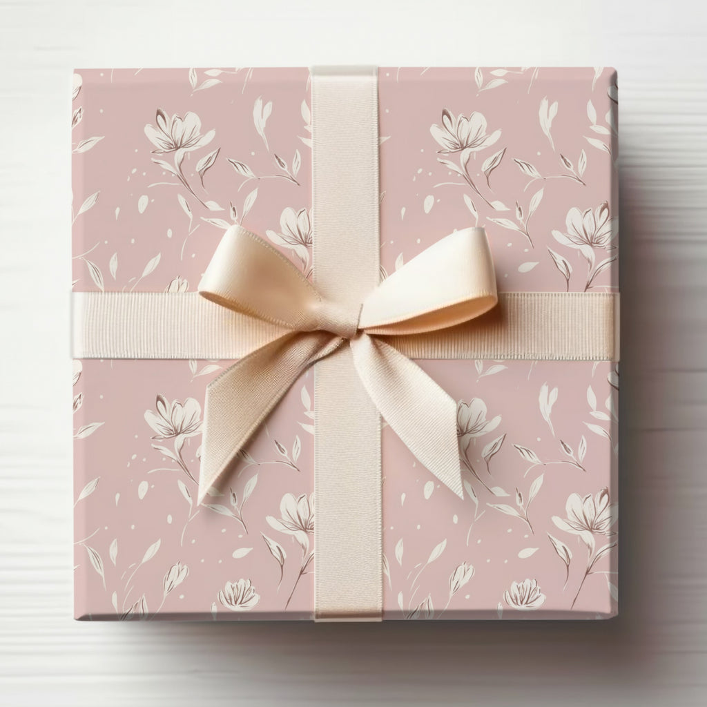 Elegant Floral Gift Box with Cream Ribbon