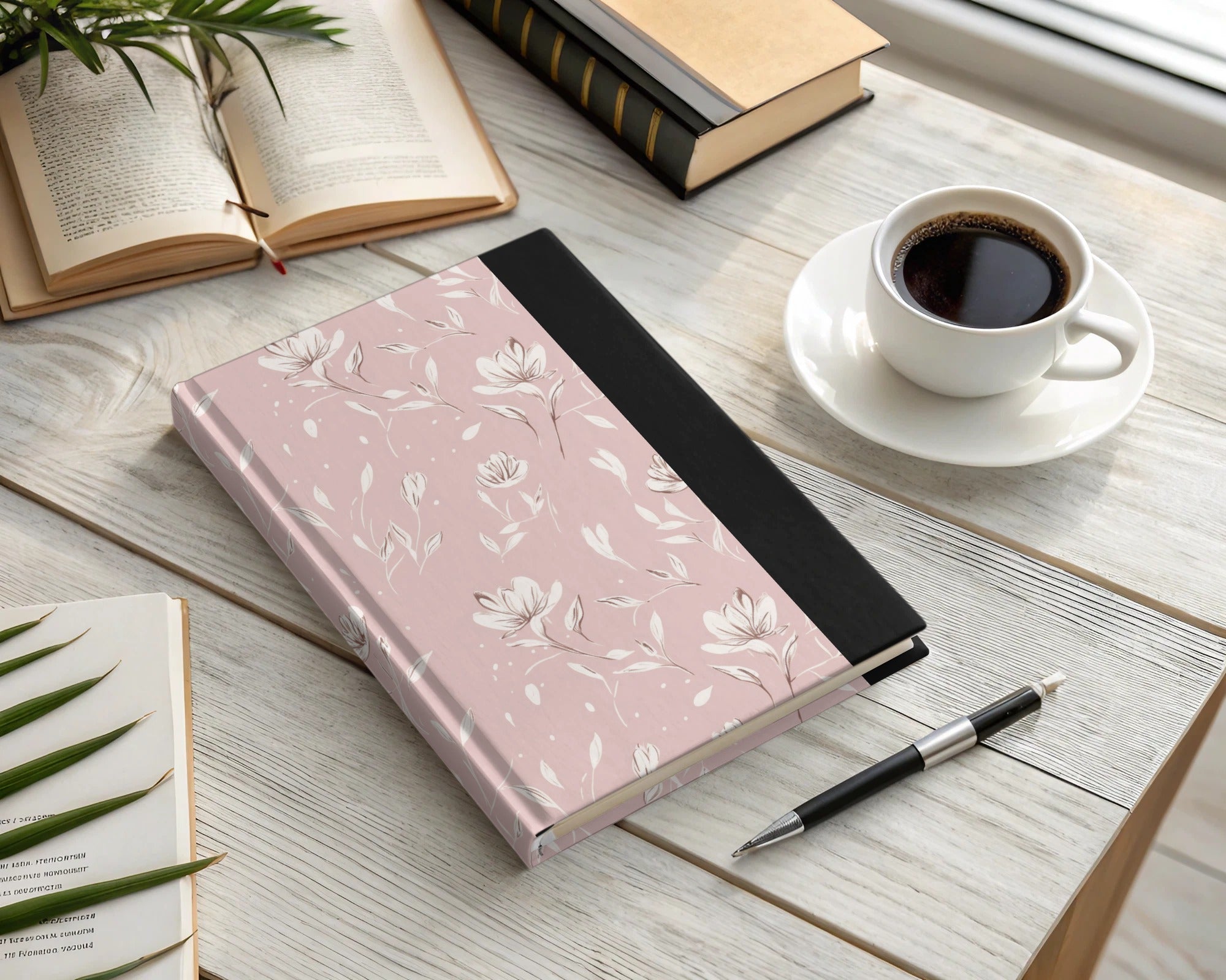 Elegant Pink Floral Hardcover Journal for Daily Writing