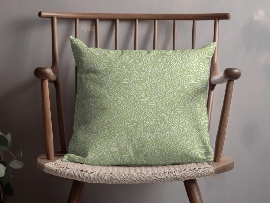 Elegant Green Leaf Pattern Decorative Pillow Product