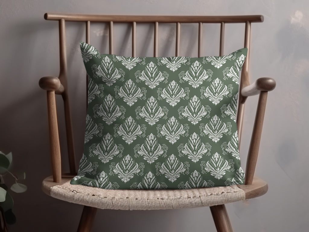 Green Bohemian Chic Pattern Print Throw Pillow