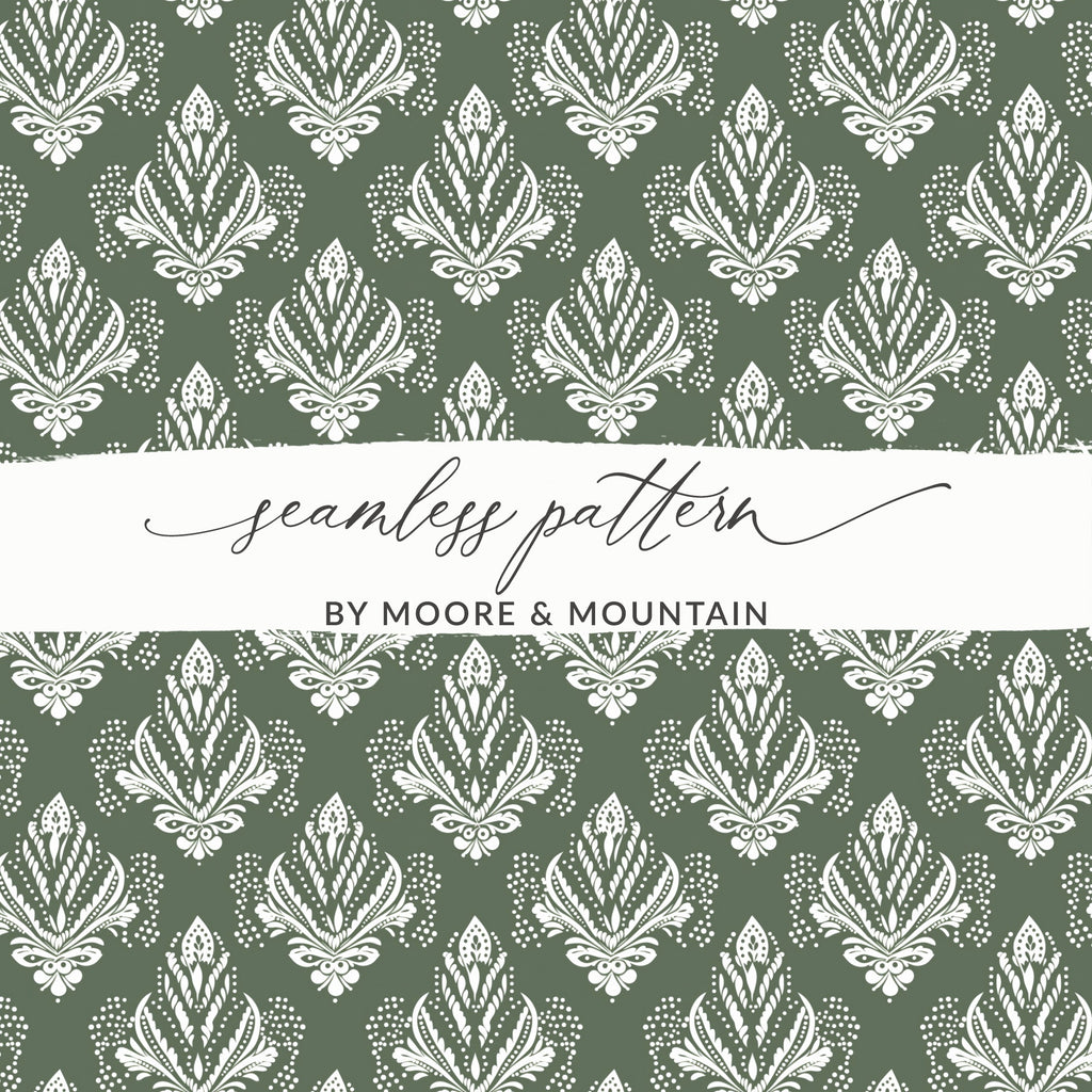 Green and White Seamless Pattern by Moore & Mountain