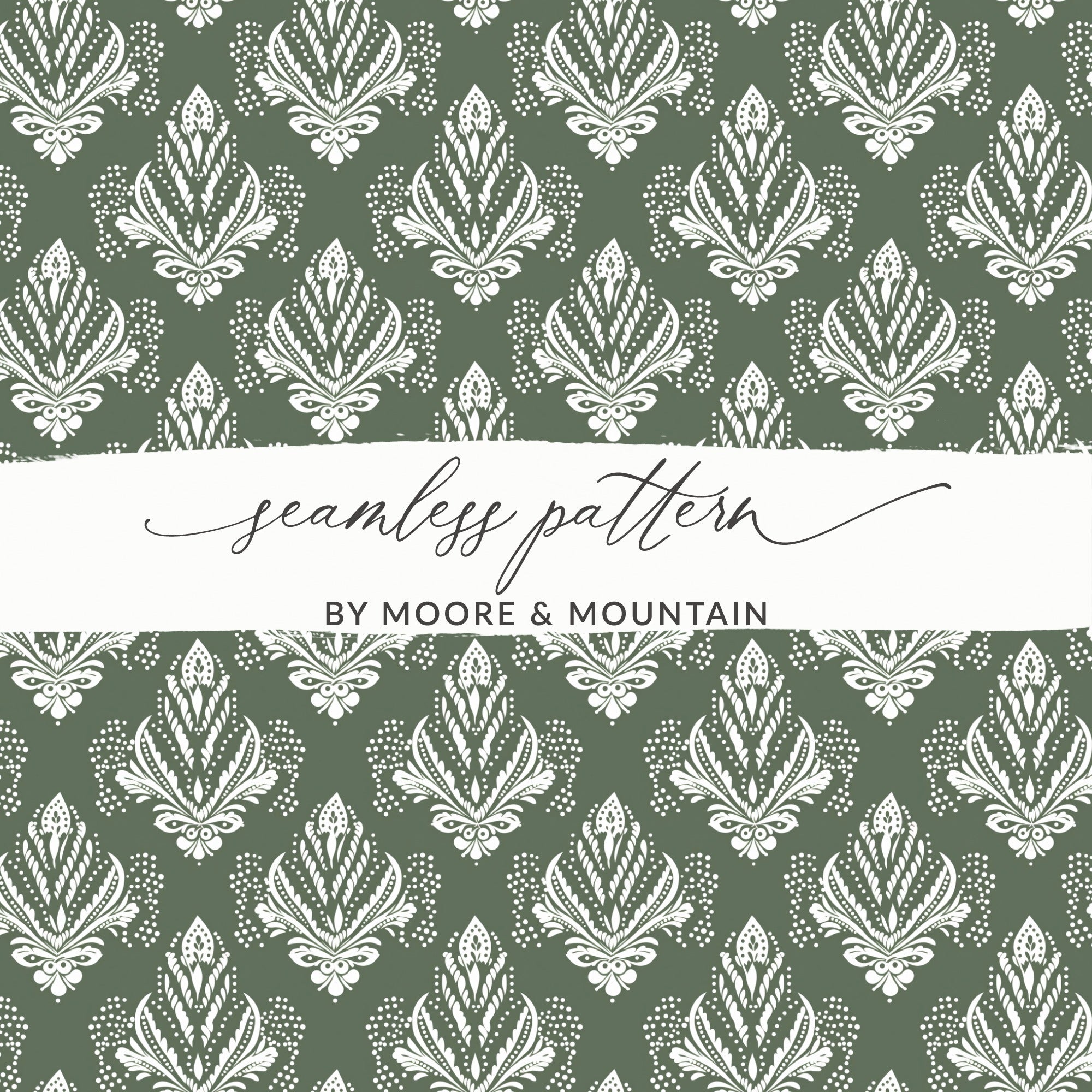 Green and White Seamless Pattern by Moore & Mountain