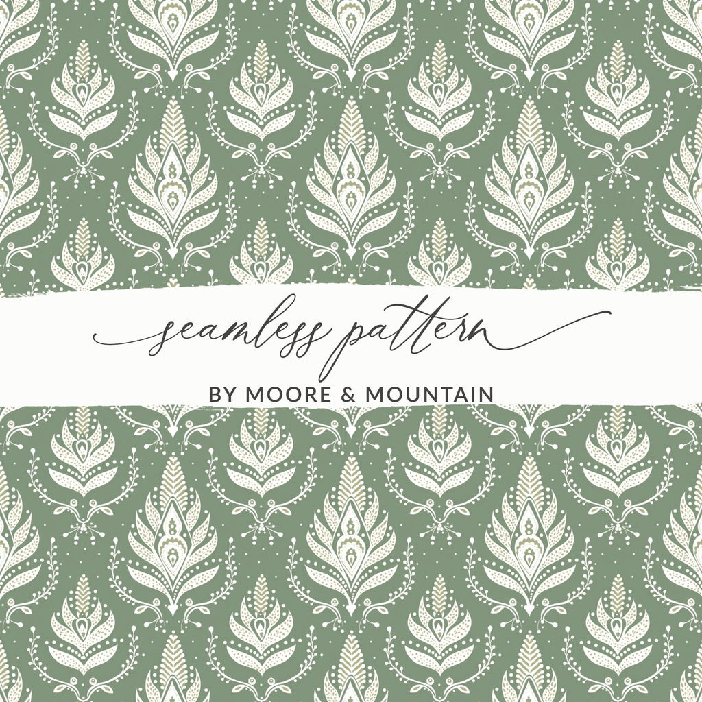 Elegant Green Floral Seamless Pattern by Moore & Mountain