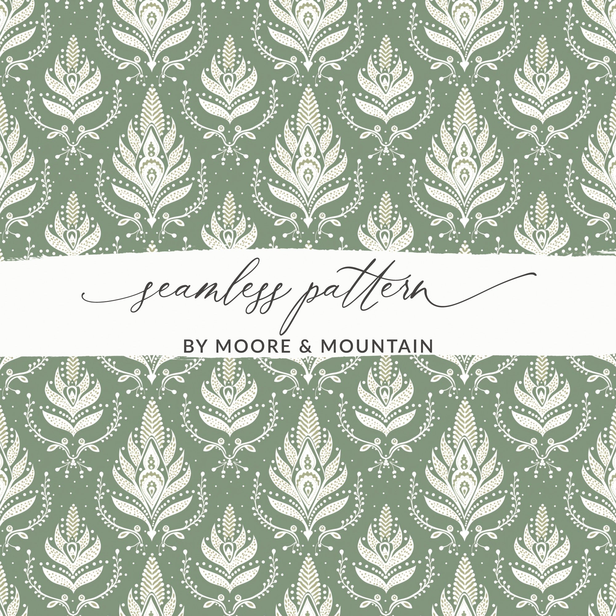 Elegant Green Floral Seamless Pattern by Moore & Mountain