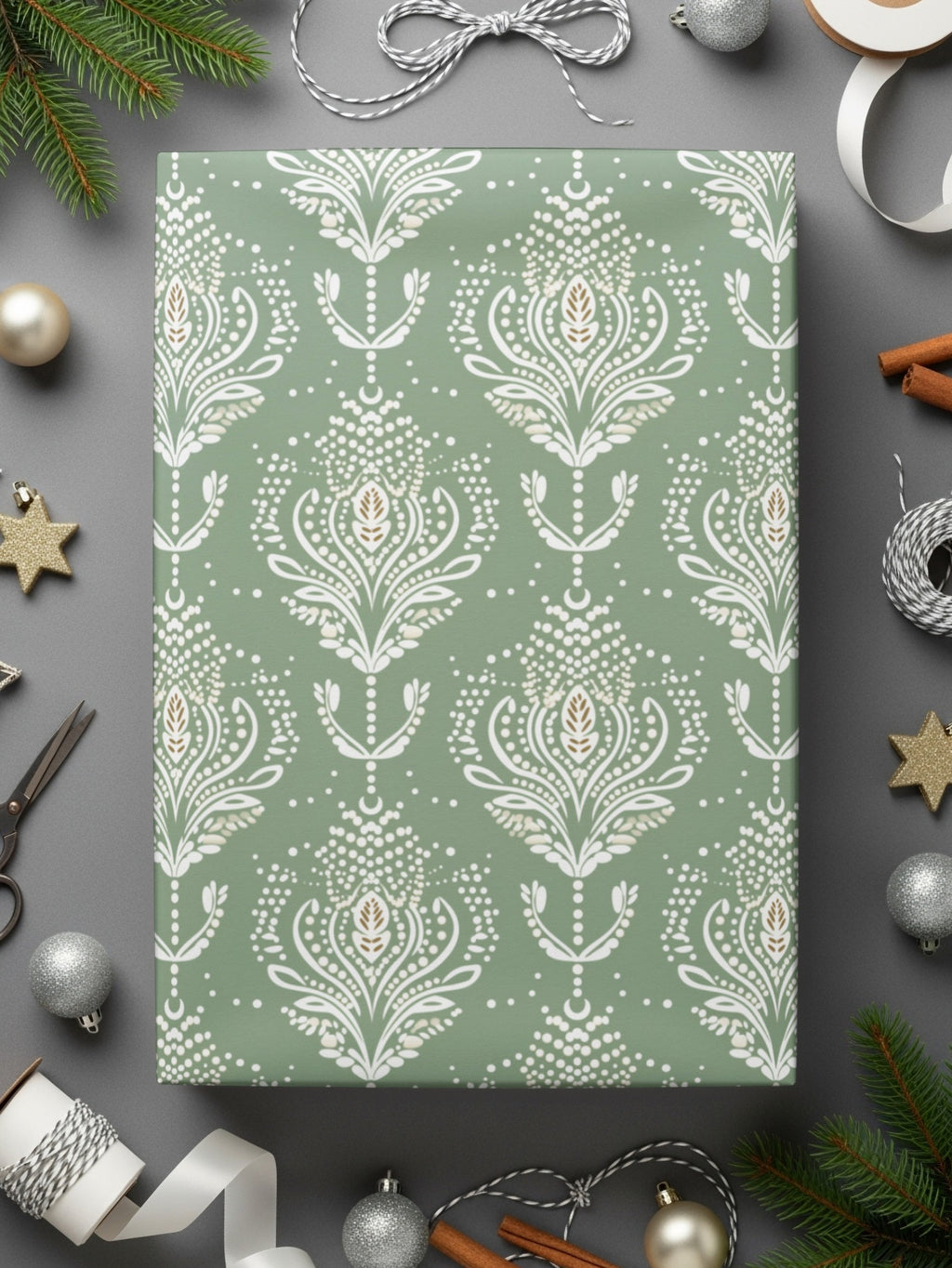 Elegant Festive Floral Patterned Wrapping Paper Sheet