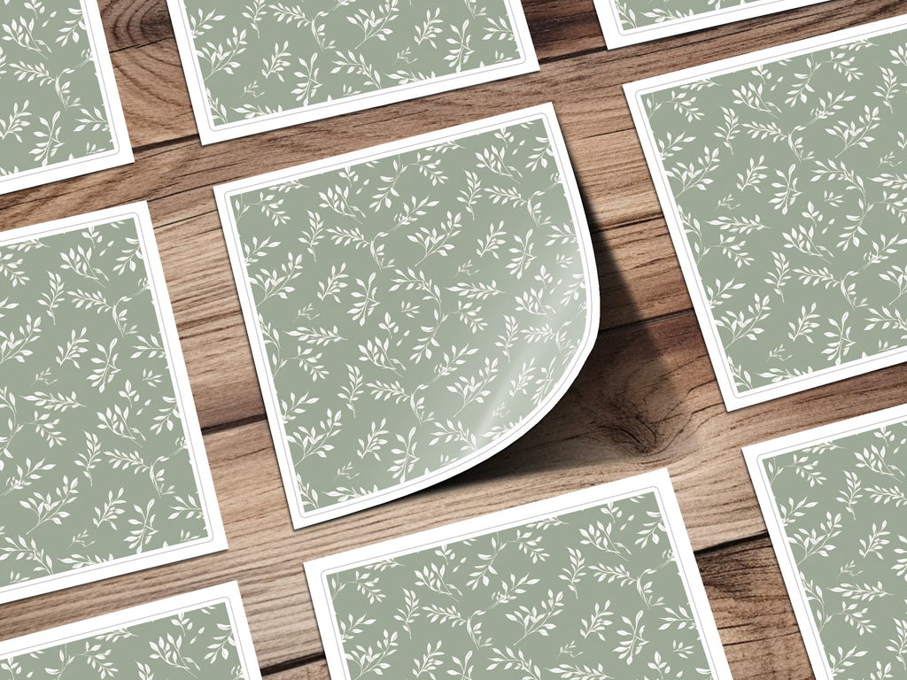 Elegant Green and White Delicate Floral Pattern product