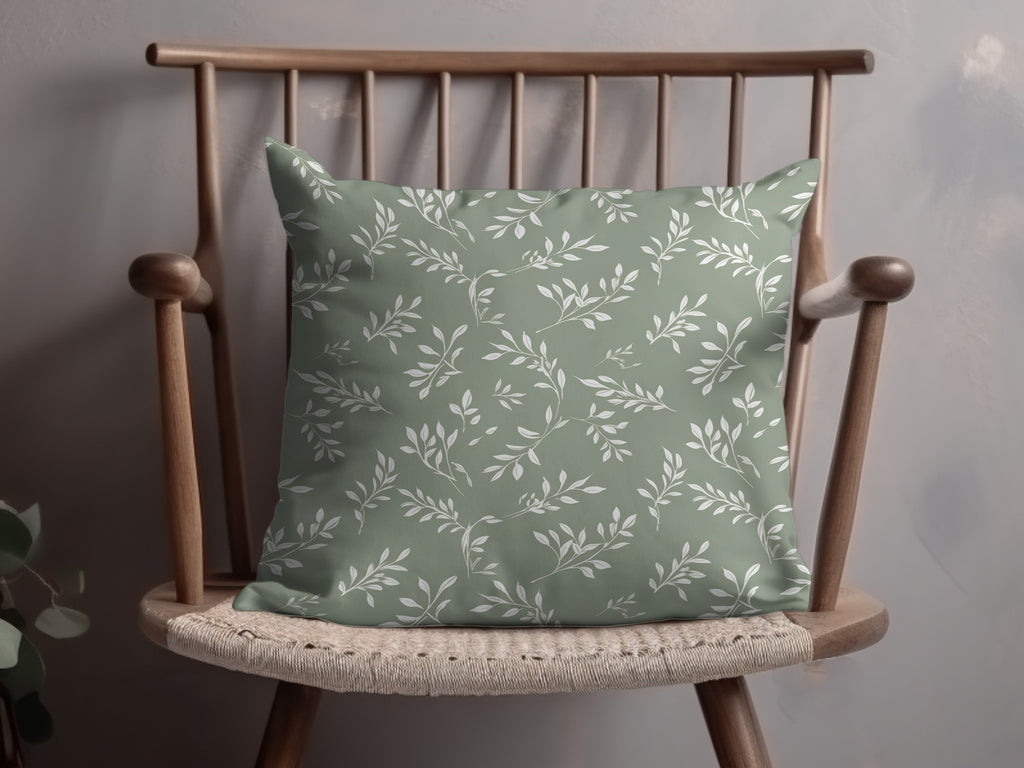 Green Leaf Print Cushion Cover for Home Decor