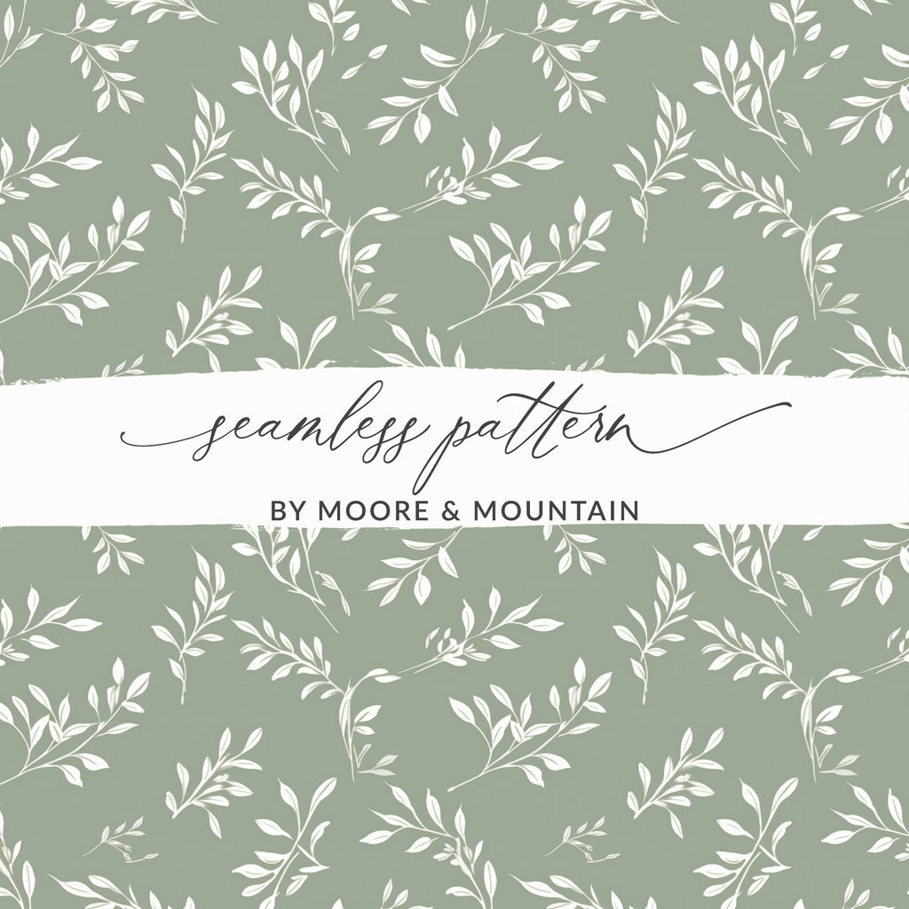 Seamless Pattern By Moore & Mountain Green Leaves Design