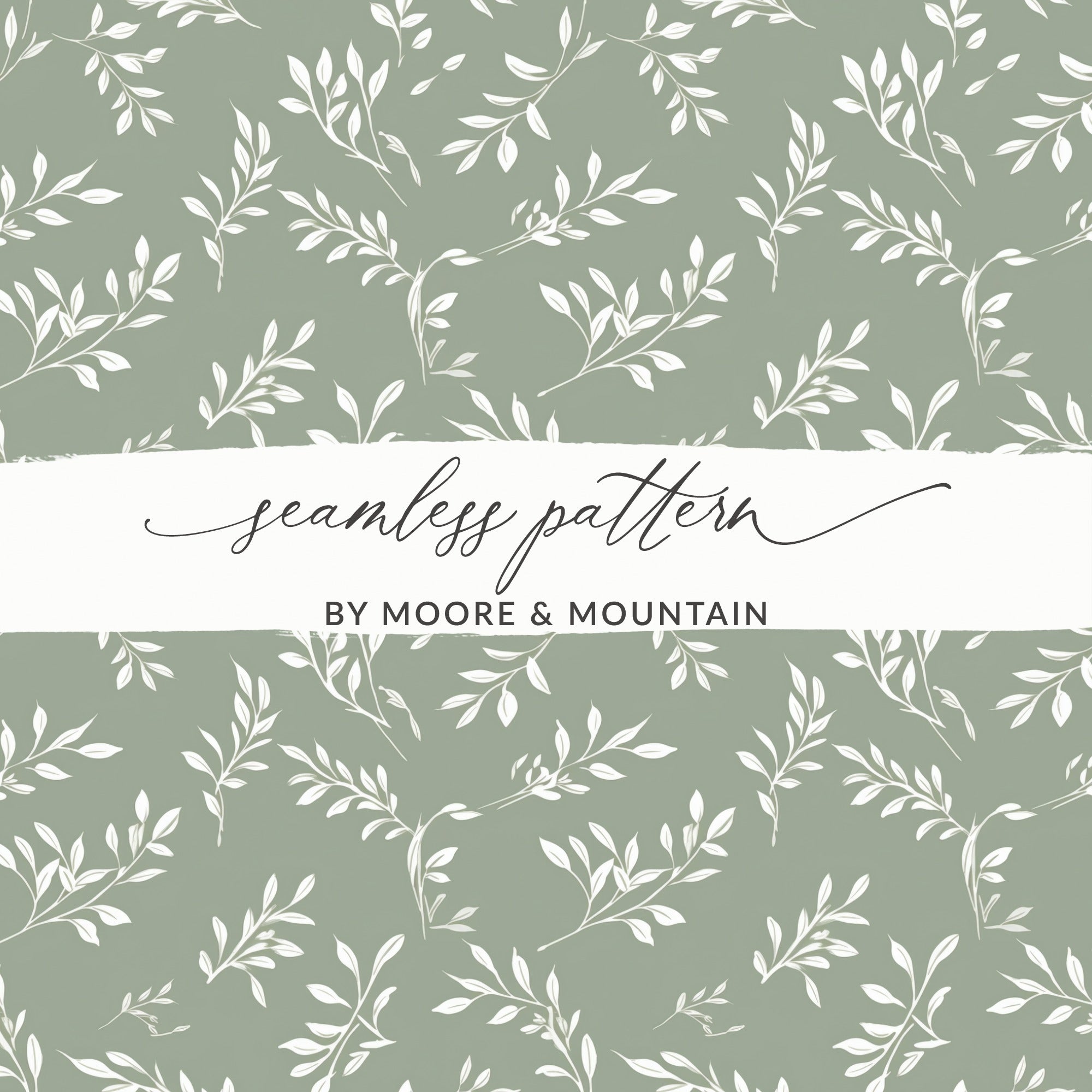 Seamless Pattern By Moore & Mountain Green Leaves Design