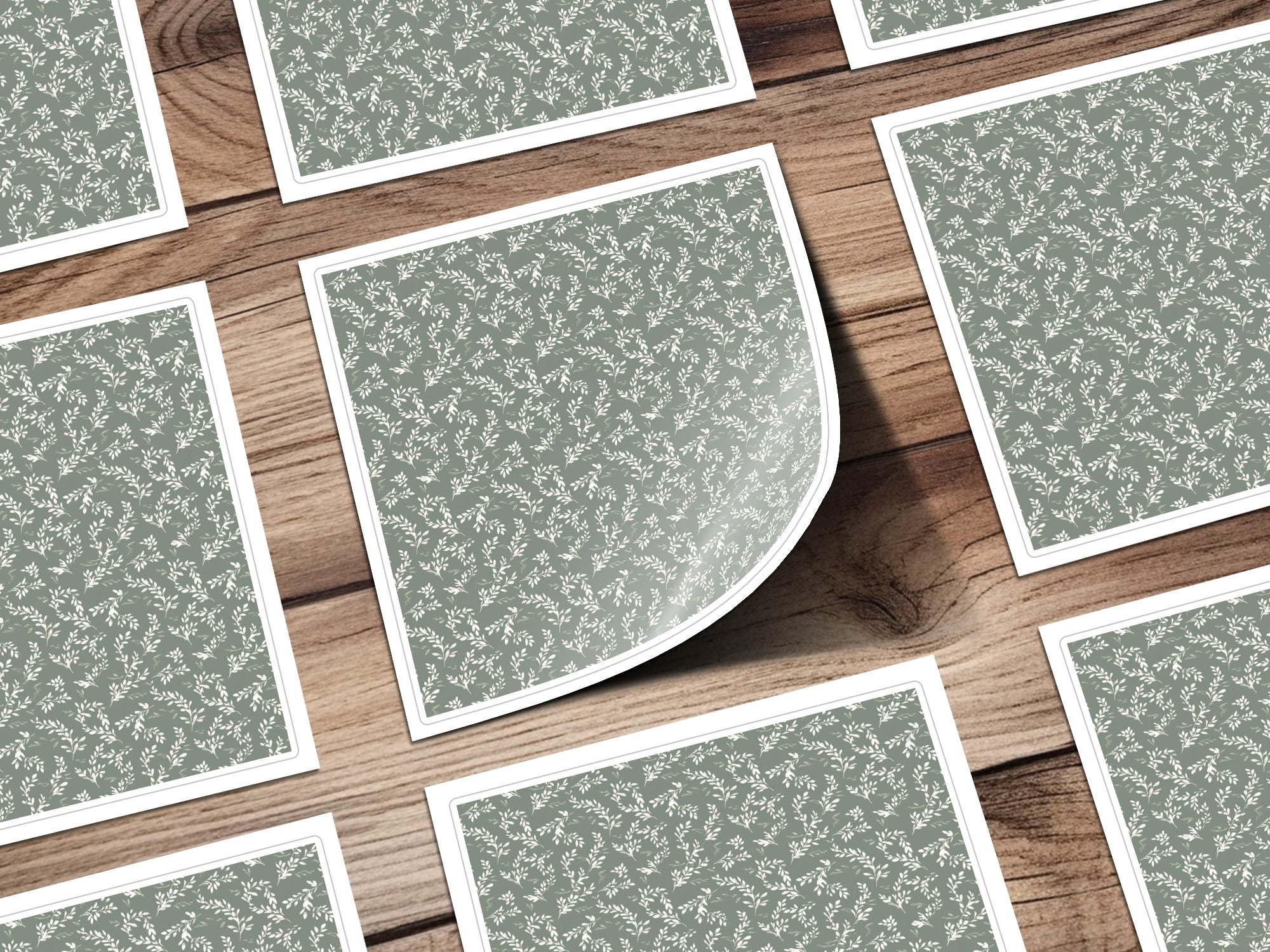 Green and White Floral Pattern Wall Sticker Product