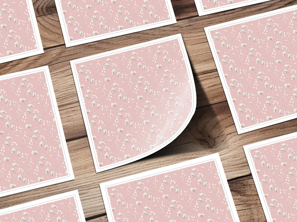 Elegant Pink Floral Design Sticker Sheet Set