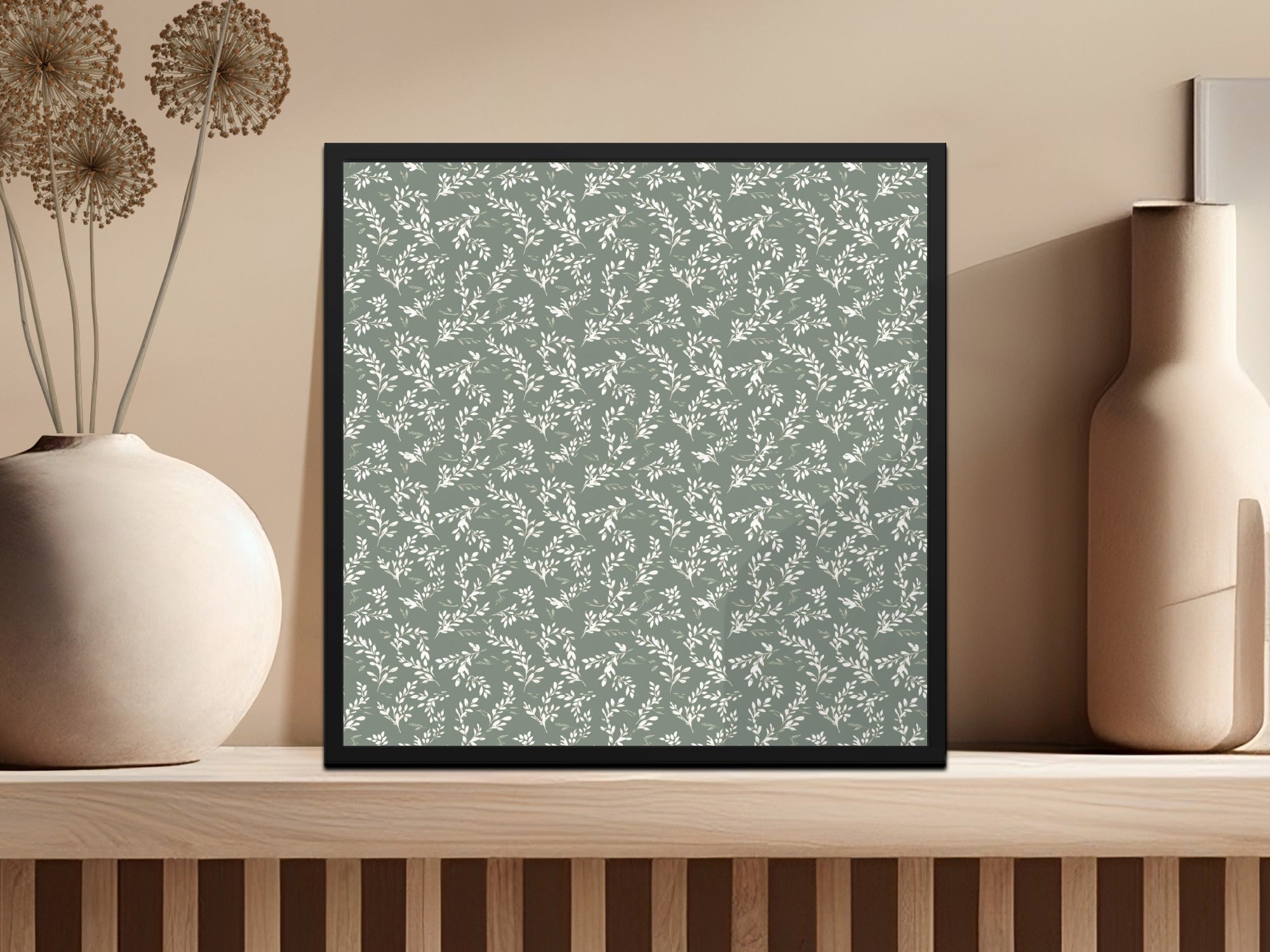 Elegant Green Floral Patterned Wall Art Decor
