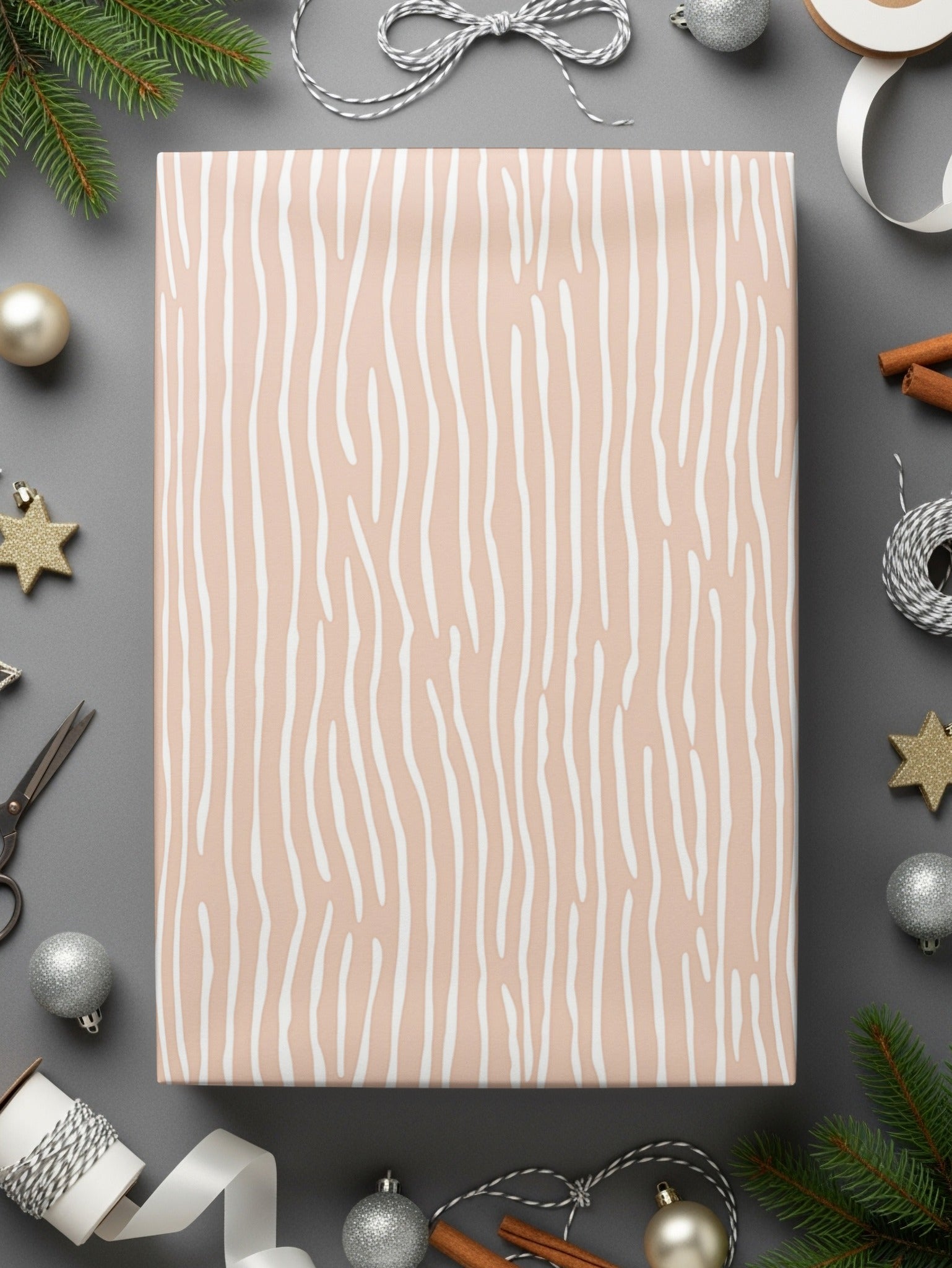 Elegant Pink and White Striped Wrapping Paper