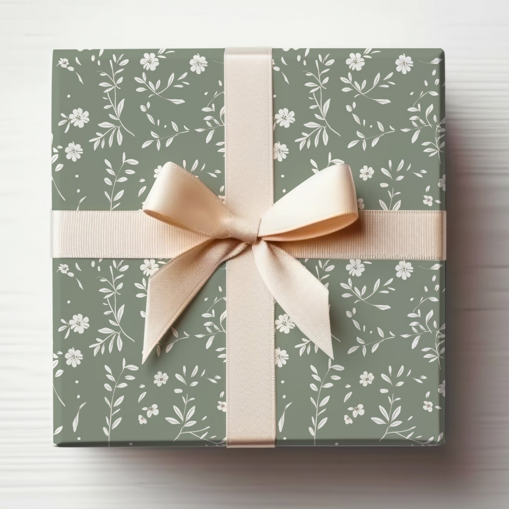 Elegant Floral Design Gift Box with Cream Bow