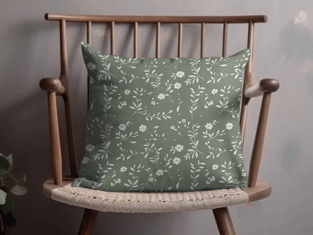 Green Floral Pattern Decorative Throw Pillow Product