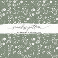 Floral Green and White Seamless Pattern for Craft Projects