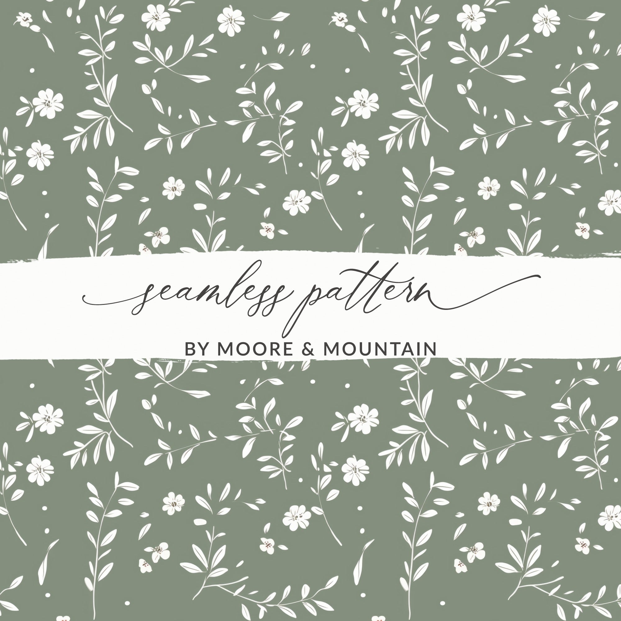Floral Green and White Seamless Pattern for Craft Projects