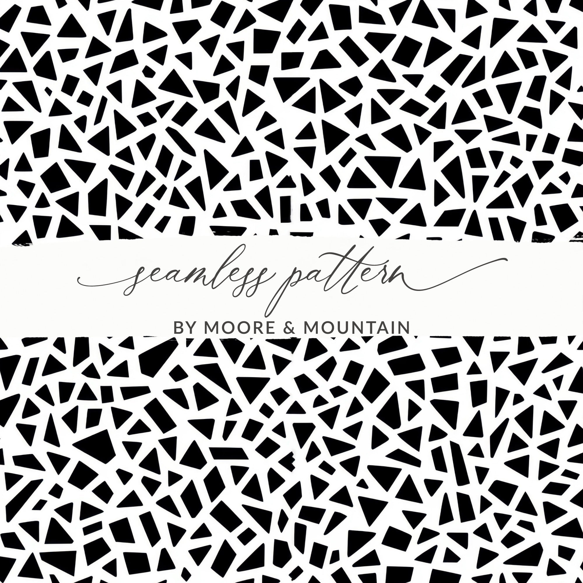 Geometric Digital Paper, Seamless Pattern, Modern Background, Black and White Terrazo Pattern Seamless Stained Glass Geometric Pattern - Moore and Mountain