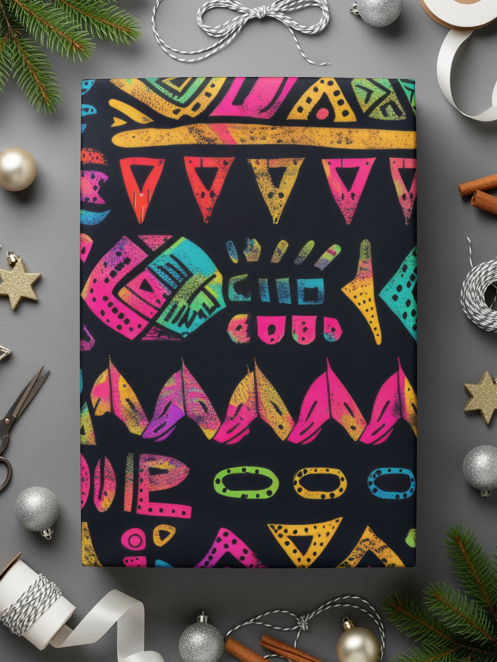 Colorful Aztec Print Wrapping Paper Holiday Gift Wrap