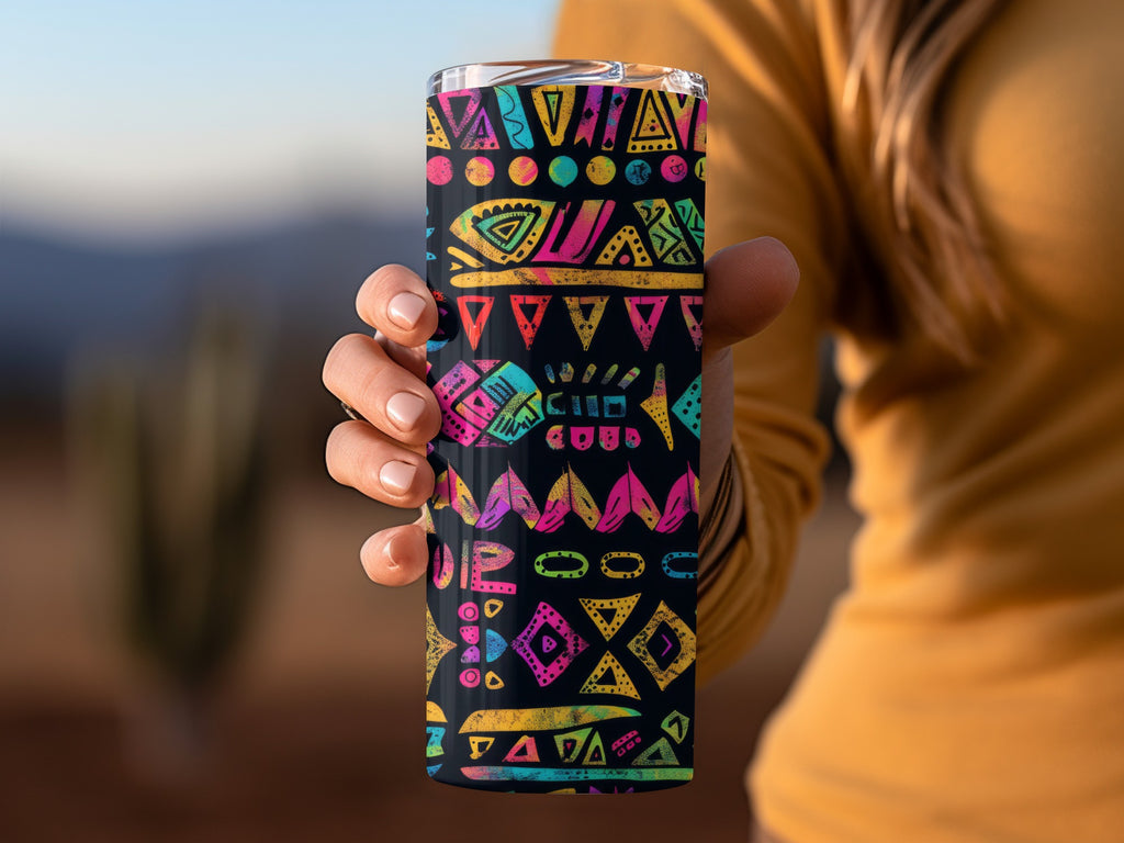 Colorful Geometric Pattern Insulated Tumbler Travel Cup