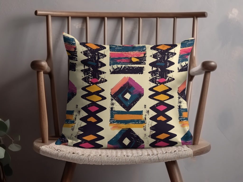 Vibrant Geometric Pattern on Throw Pillow Product