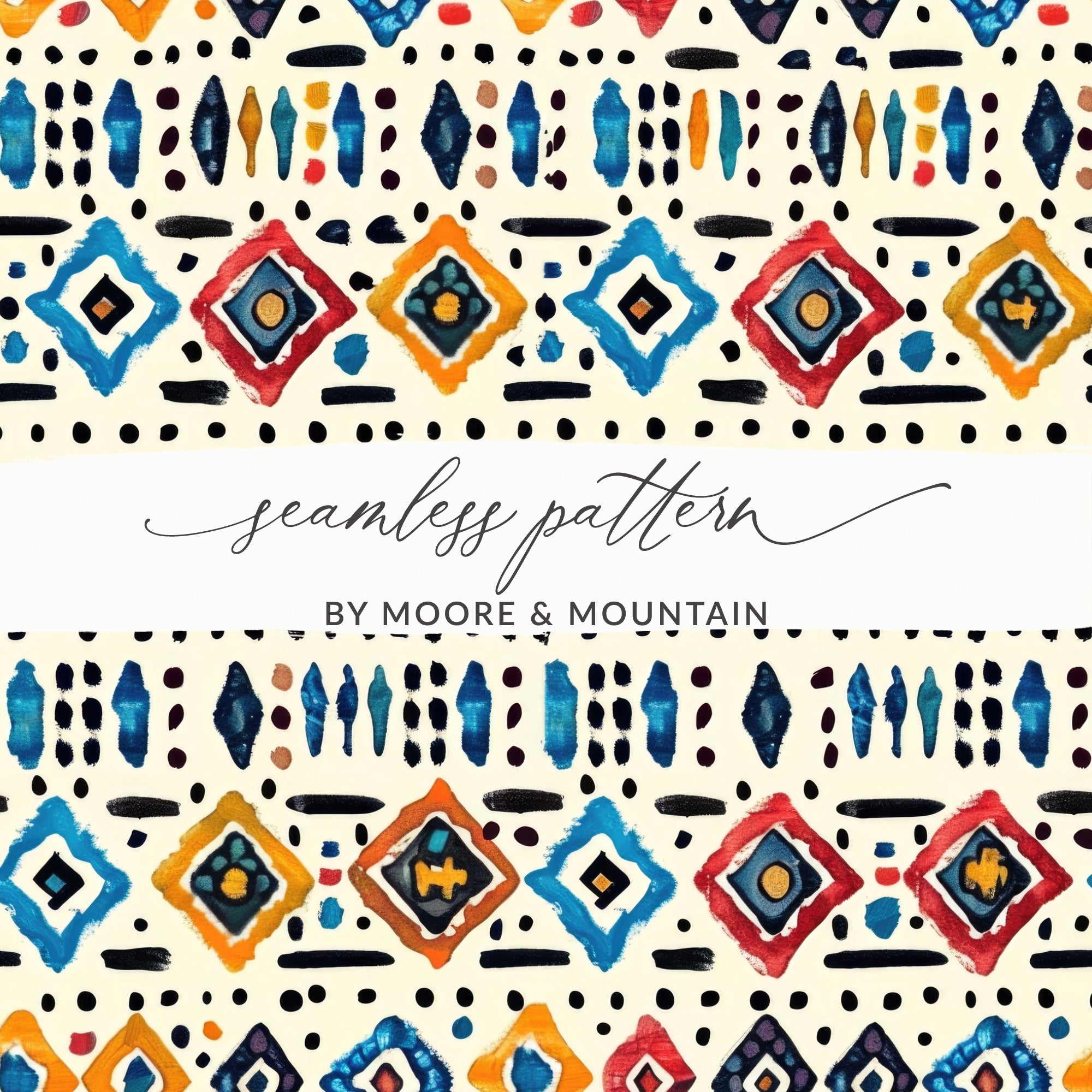 Colorful Geometric Seamless Pattern by Moore Mountain