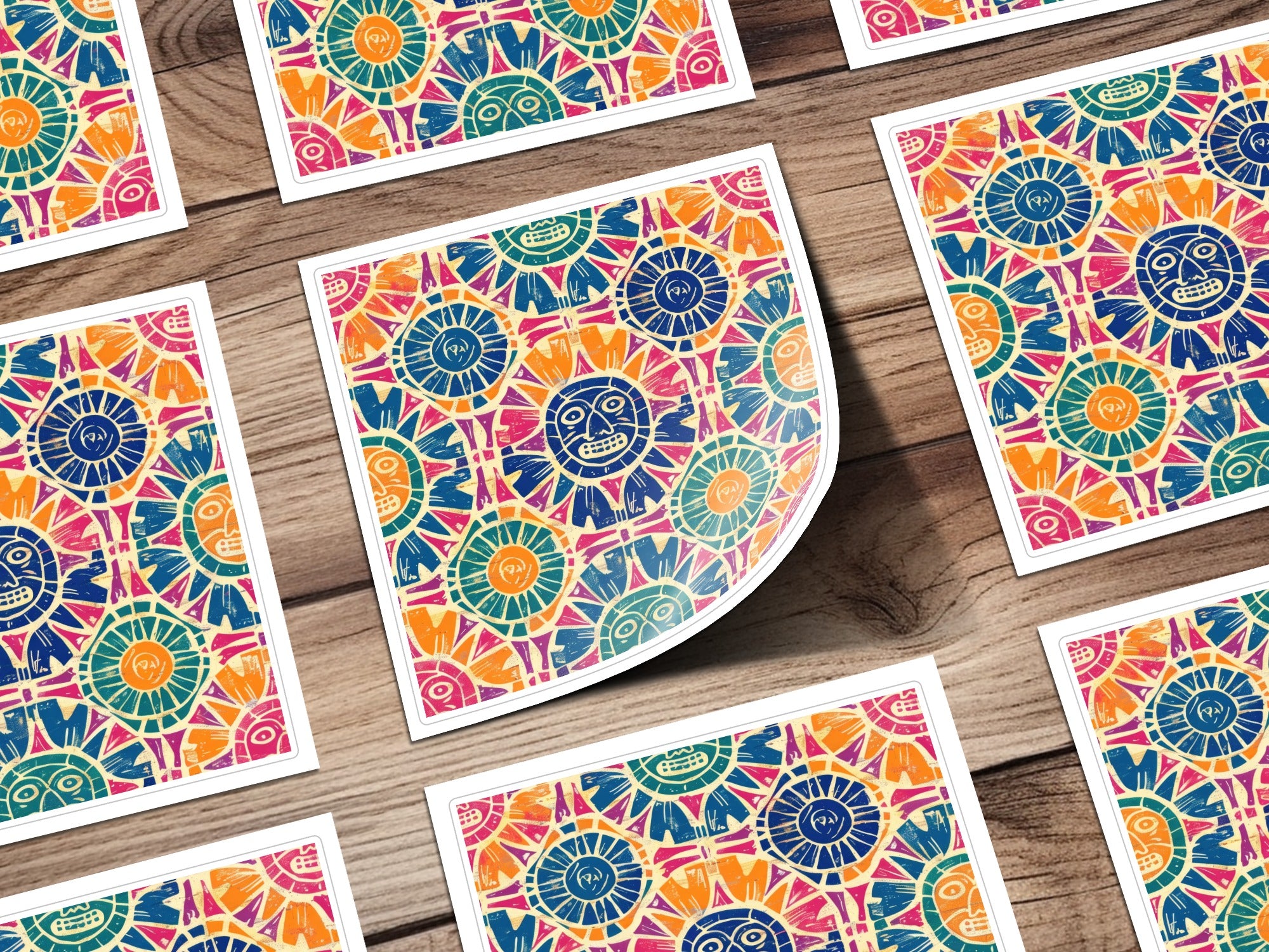 Vibrant Pattern with Sun Faces Sticker Sheet Product