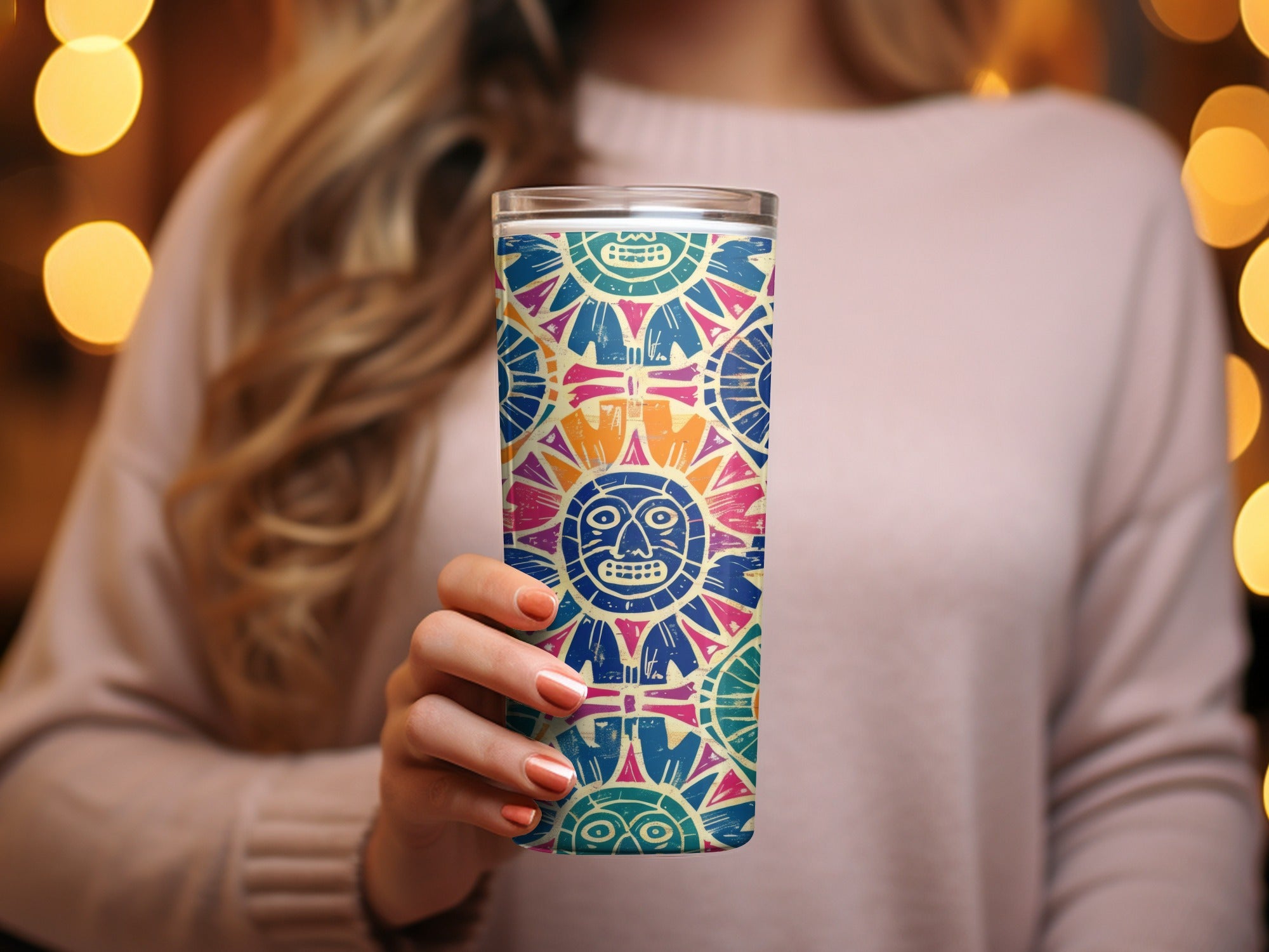 Colorful Geometric Sunburst Design Tumbler Product