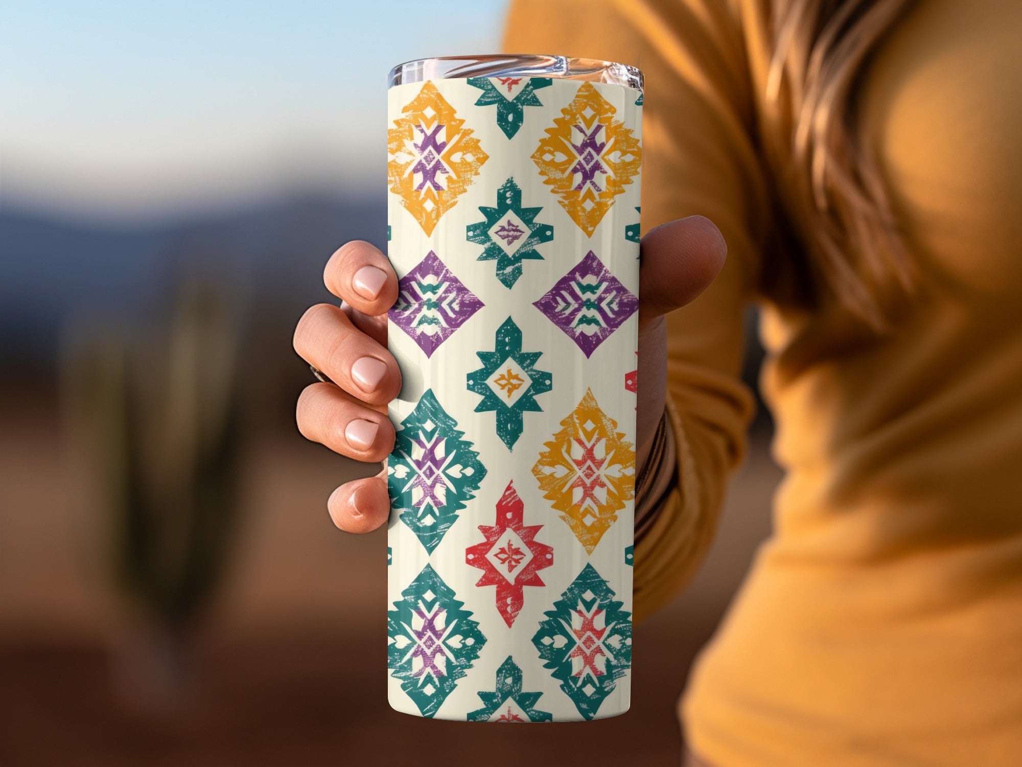 Colorful Geometric Pattern Insulated Tumbler Product