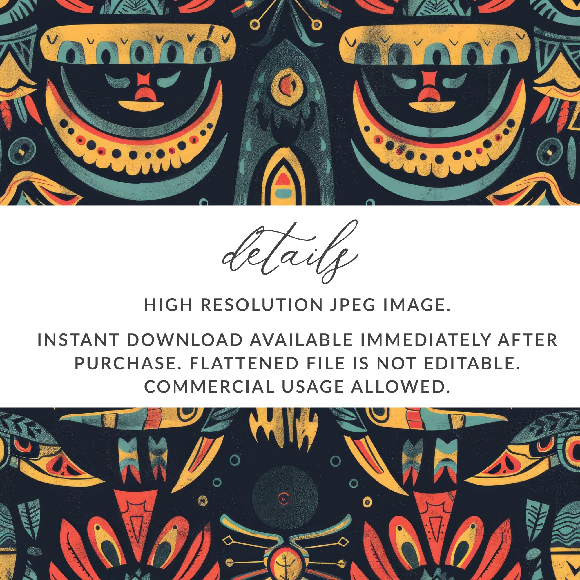 Vibrant Tribal Design High Resolution Digital Download Image