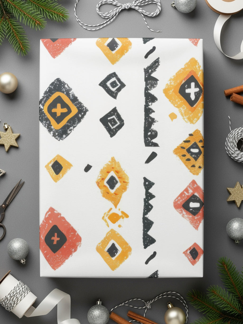 Festive Geometric Patterned Elegant Gift Wrap Paper