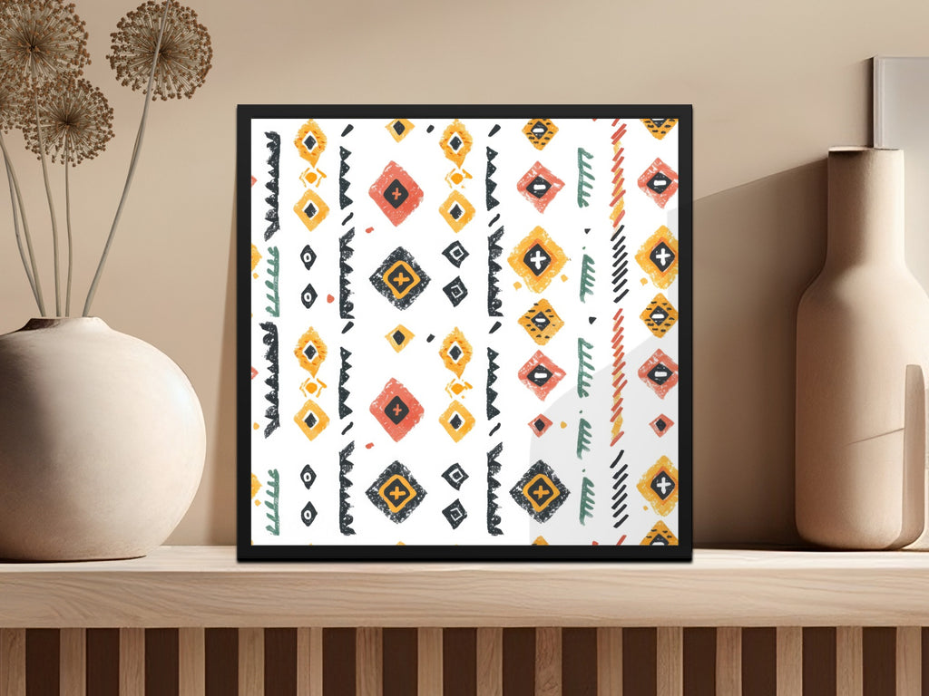 Vibrant Geometric Pattern Framed Wall Print Decor