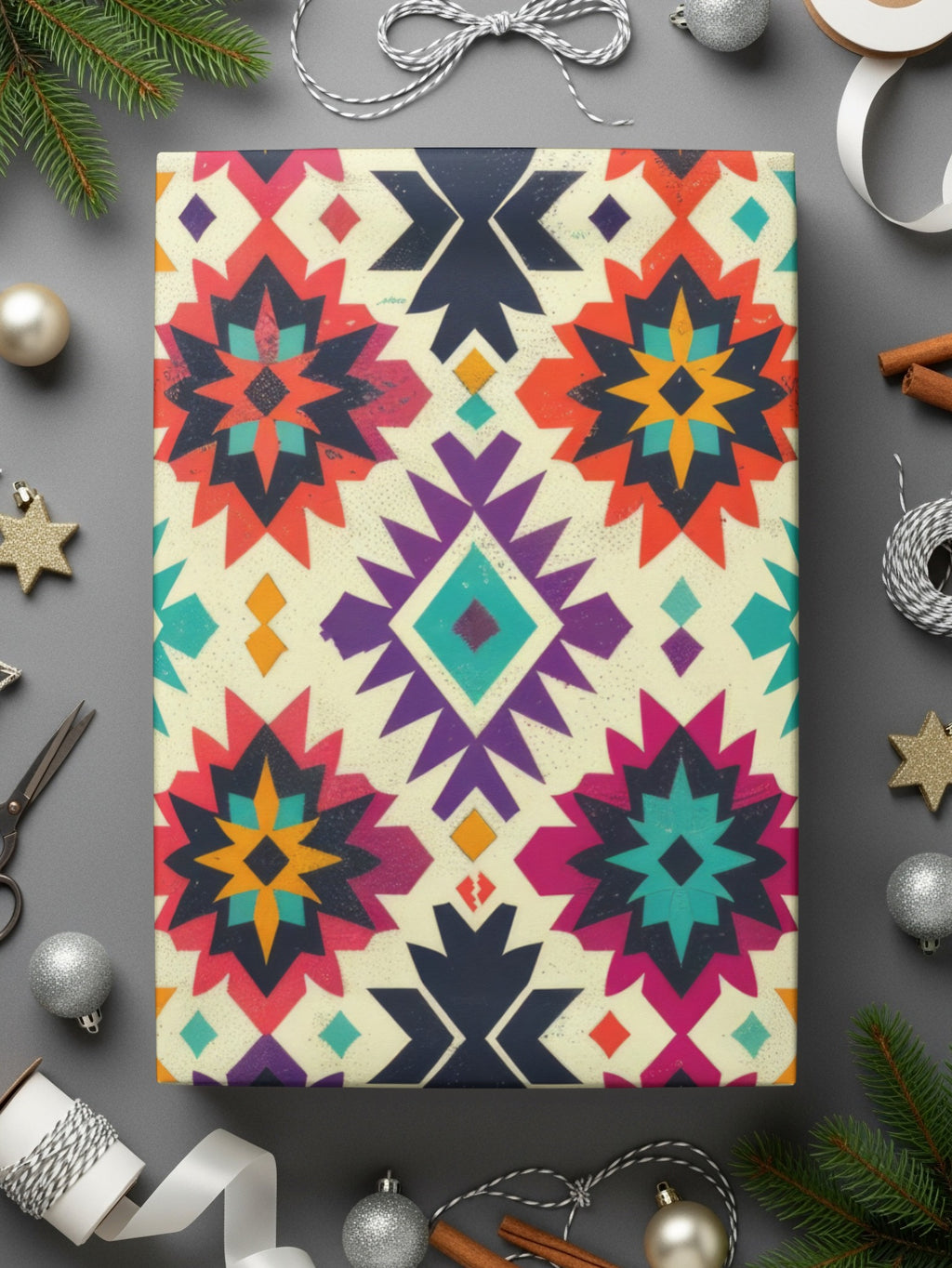 Vibrant Multicolor Geometric Pattern Gift Wrap Paper