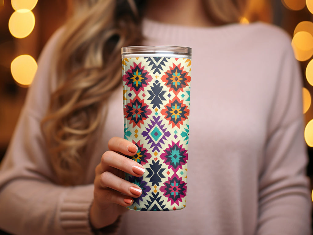 Colorful Geometric Pattern Tumbler Mug for Daily Use