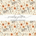 Ghost Floral Seamless Pattern Digital Paper, Spooky Cute Fall, Watercolor Texture Background, Halloween Paper Pack, Commercial Use - Moore and Mountain
