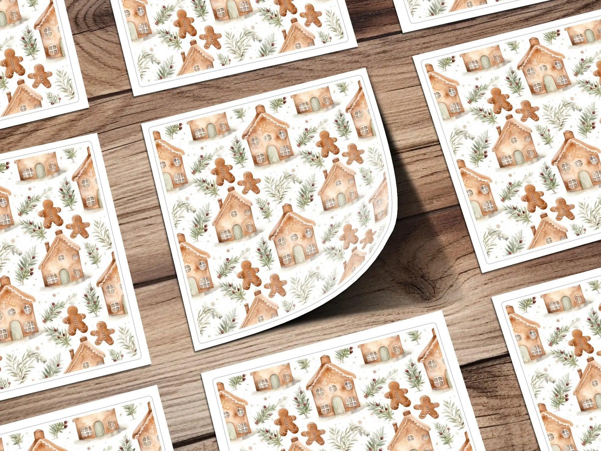 Gingerbread House Seamless Pattern Digital Paper, Christmas Winter Digital Download, Holiday Scrapbook Paper, Cute Festive Background - Moore and Mountain