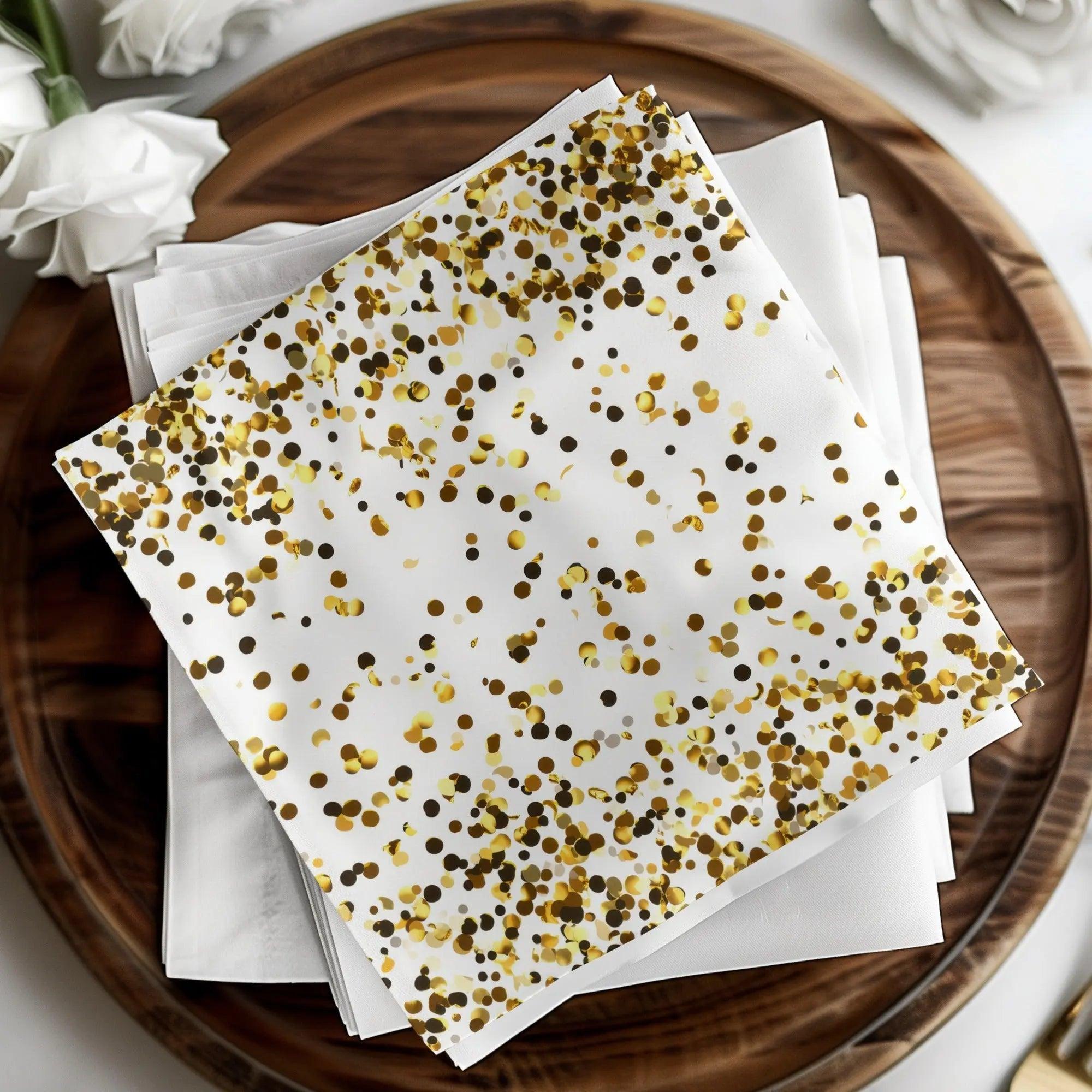 Gold Confetti Digital Paper, Seamless Pattern, Golden Dots Background, Scrapbook Paper, Glitter Texture, Party Decor, Digital Download - Moore and Mountain