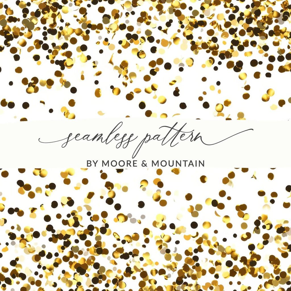 Gold Confetti Digital Paper, Seamless Pattern, Golden Dots Background, Scrapbook Paper, Glitter Texture, Party Decor, Digital Download - Moore and Mountain