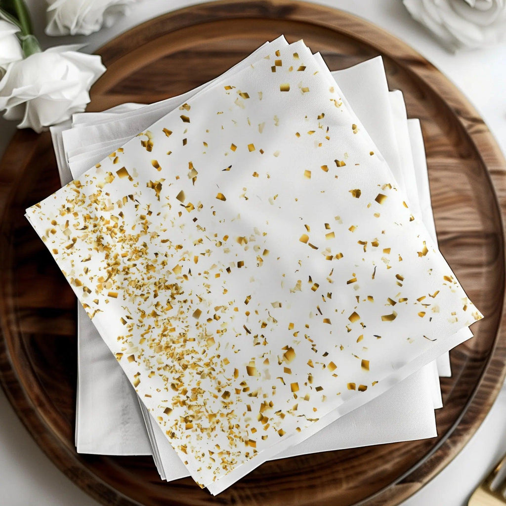 Gold Confetti Digital Paper, Seamless Pattern, Golden Party Background, Scrapbook Paper, Festive Design, Printable Digital Download - Moore and Mountain
