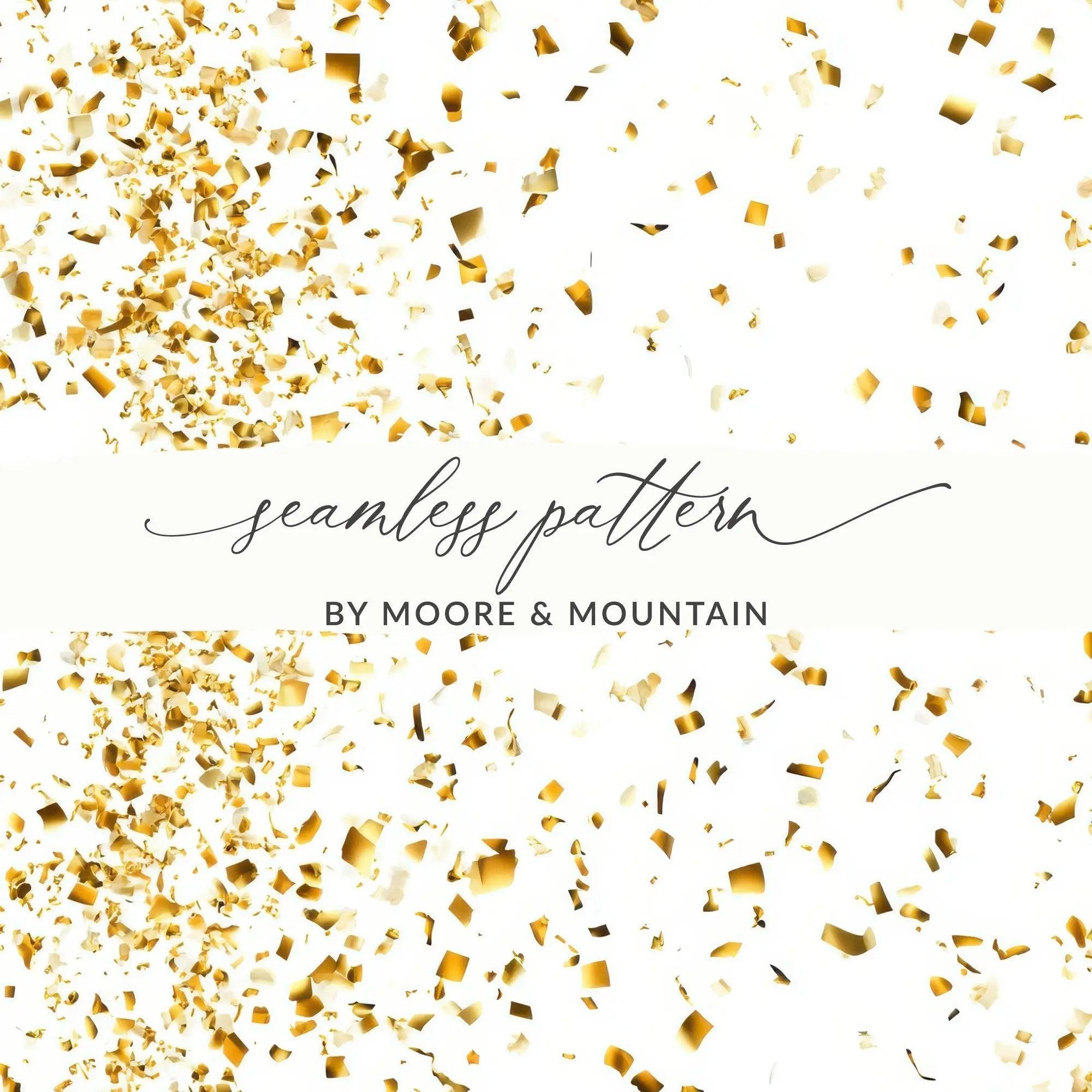 Gold Confetti Digital Paper, Seamless Pattern, Golden Party Background, Scrapbook Paper, Festive Design, Printable Digital Download - Moore and Mountain