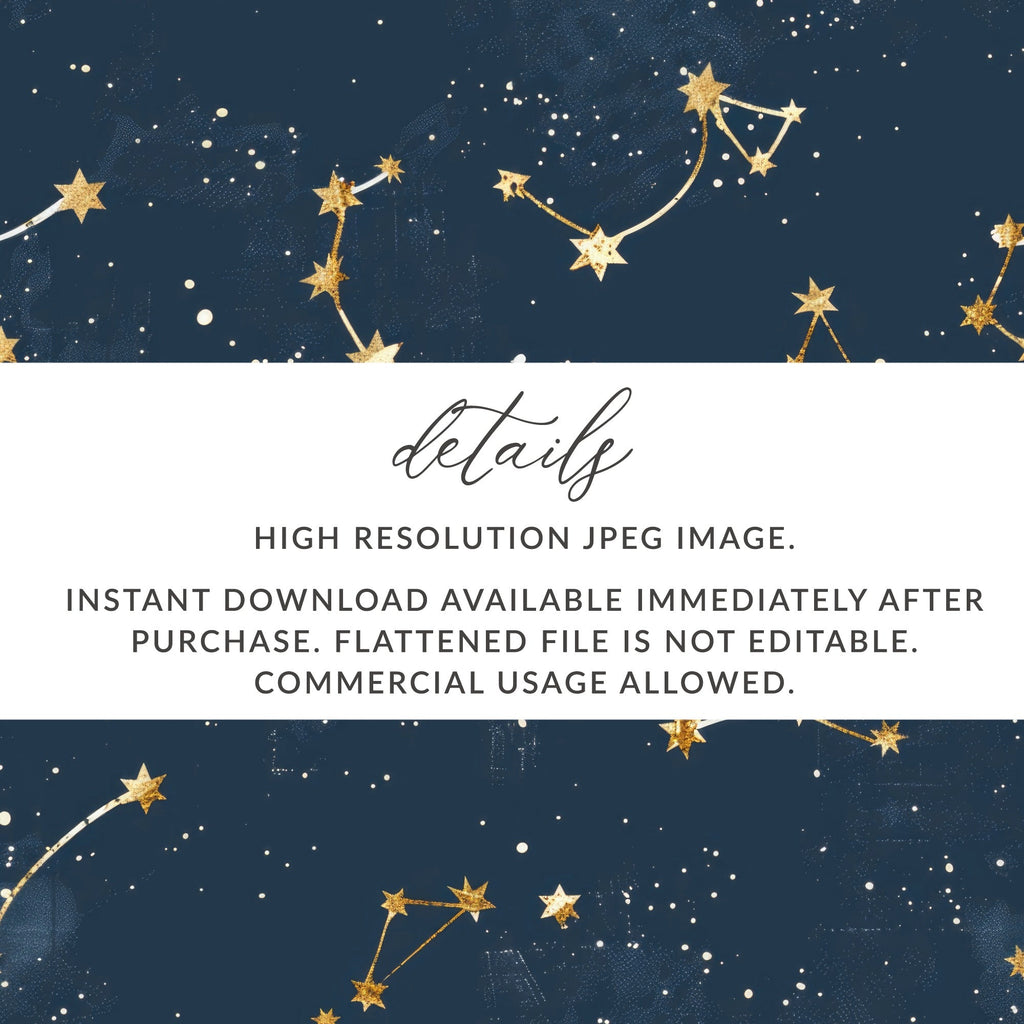 Gold Constellation Digital Paper, Navy Celestial Pattern, Stars Seamless Pattern, Galaxy Background Digital Product (133 characters) - Moore and Mountain